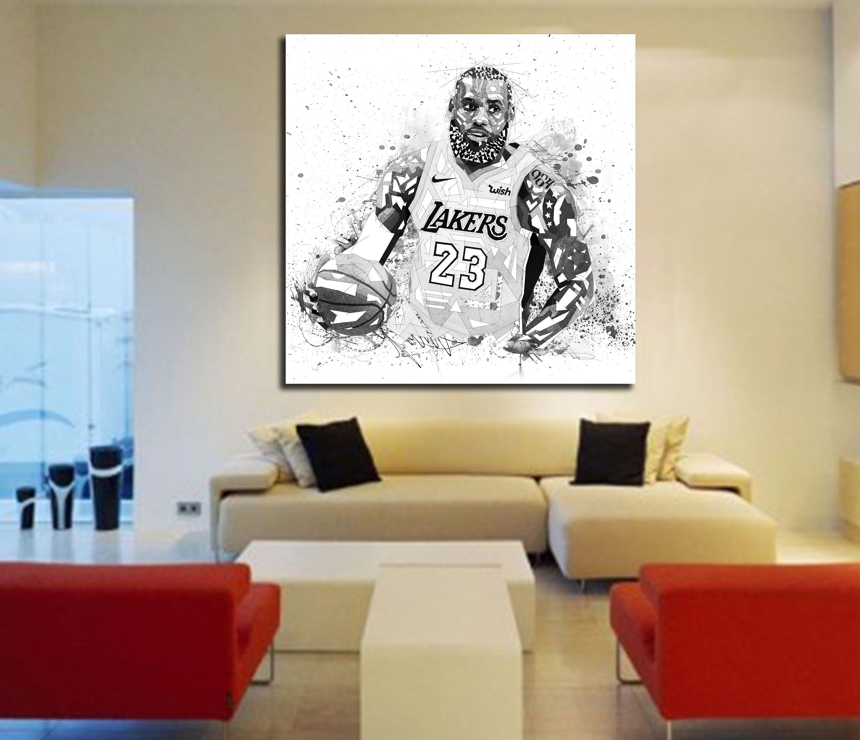 canvas print lebron james black