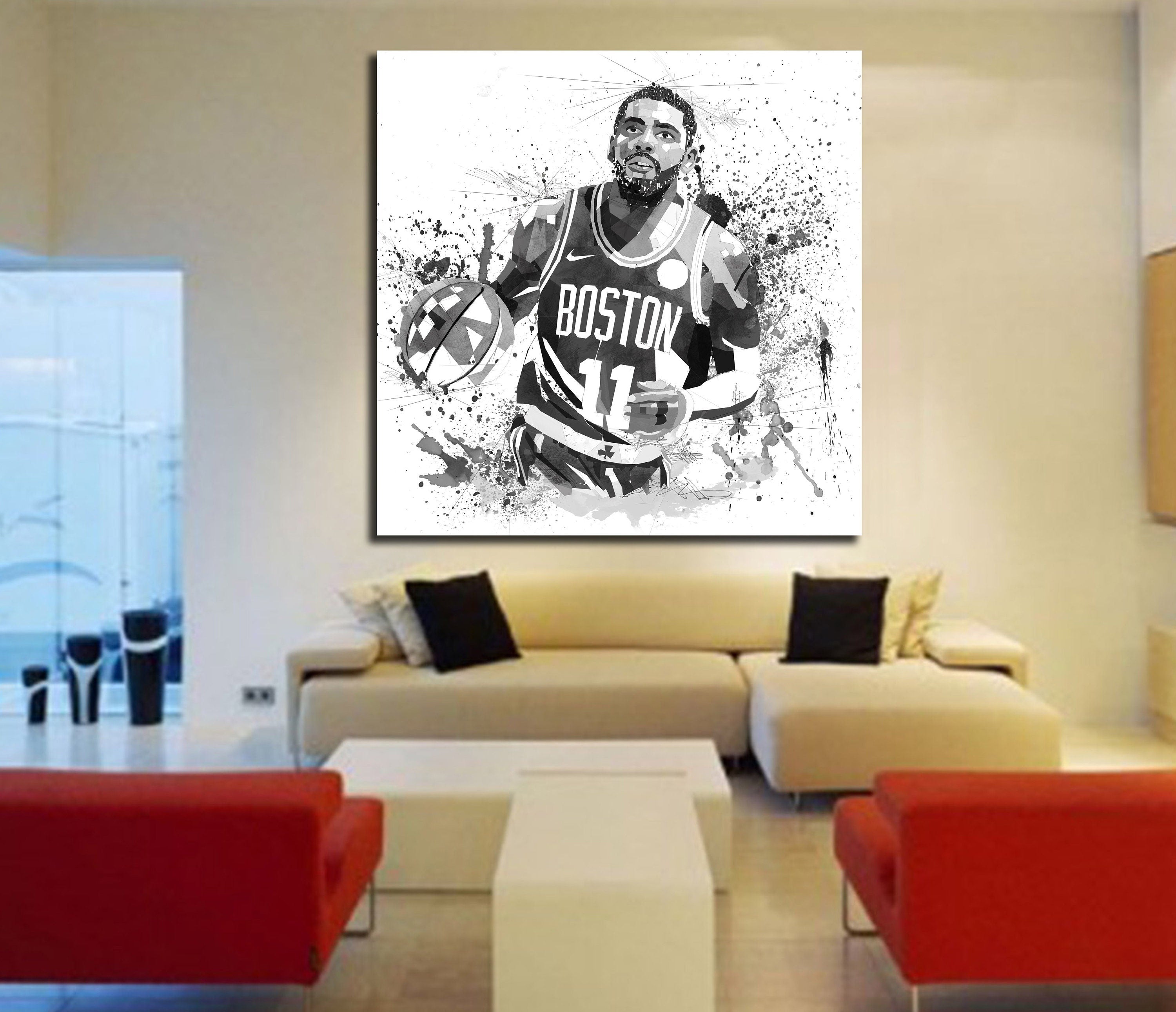Kyrie Irving Abstract Basketball Wall Art // NBA-KI01