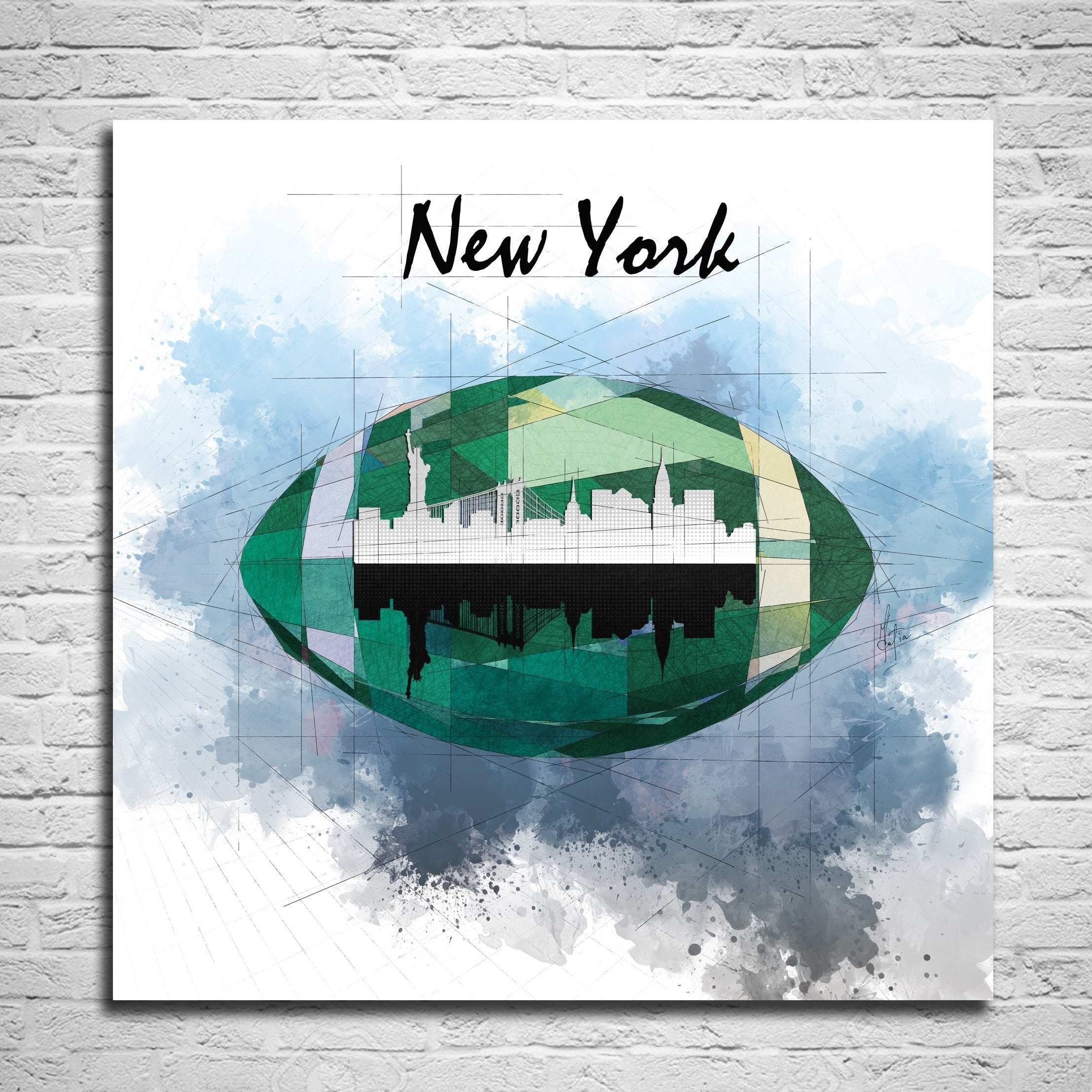 ABTRACT FOOTBALL ART NEW YORK JETS // NFL-FB04