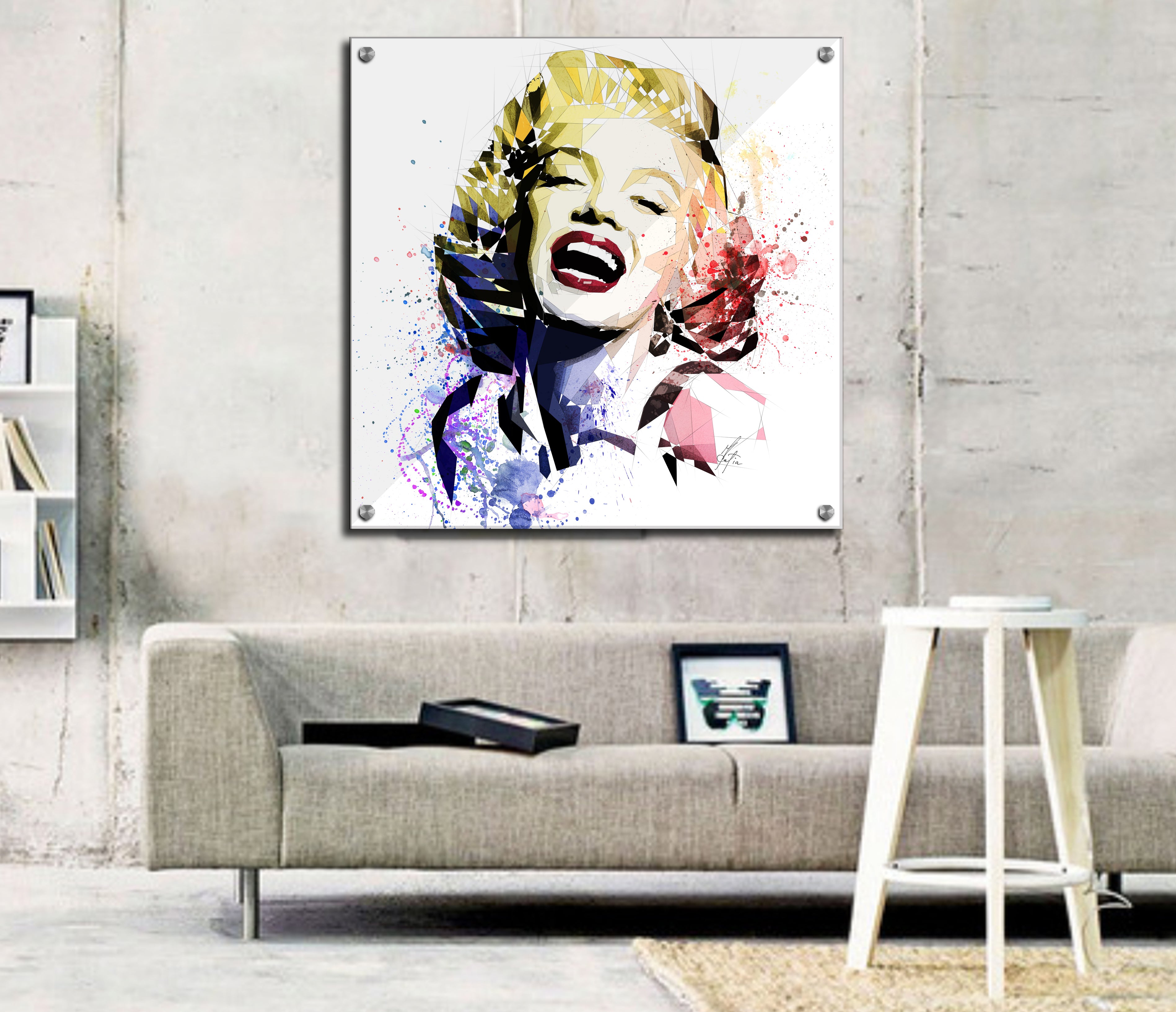 Canvas Print Marilyn Watercolor Wall Art, Contemporary Pop Art Abstract Drawing, Living Room Decor, Graphic Modern Art Print