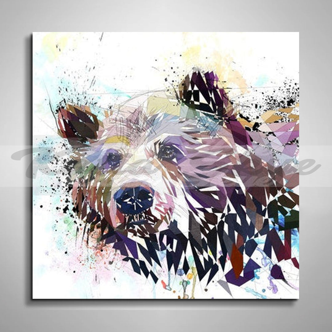 Canvas Print Bear Colorful Animal Wall Art, Kids Room Decor, Animal
