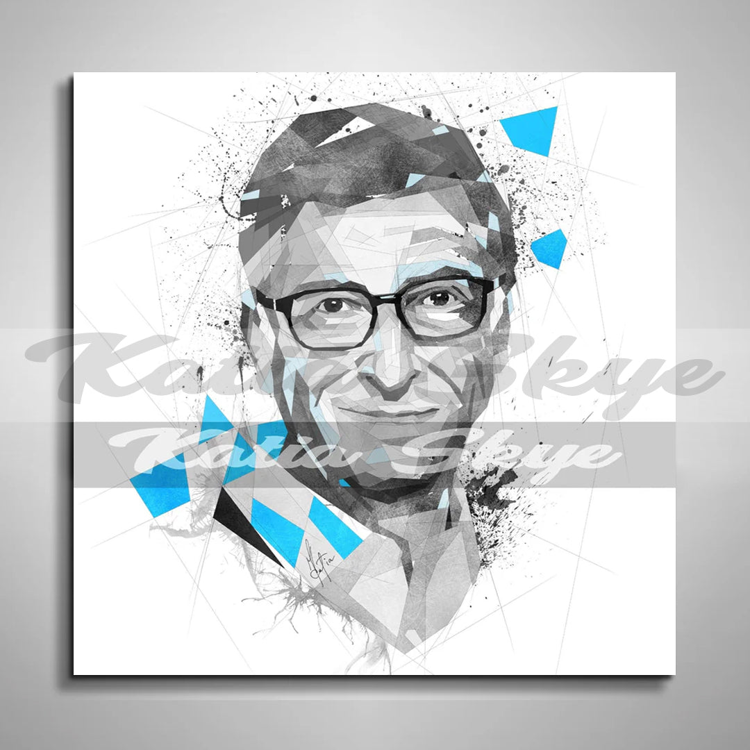Abstract Canvas Print Bill Gates Poster Canvas Wall Art Inspired