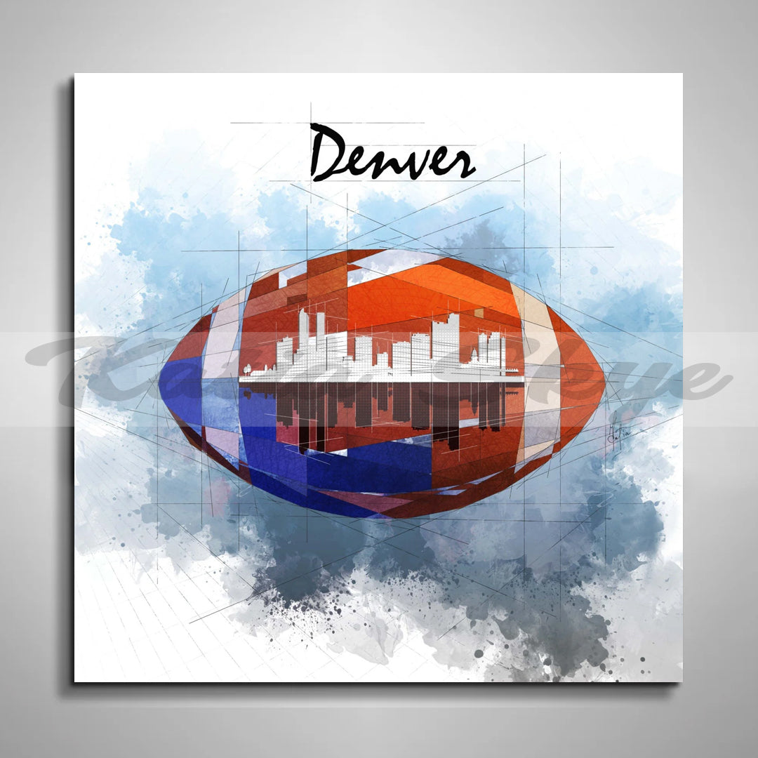 Abstract Canvas Wall Art Denver Skyline Broncos Art // NFL-FB01