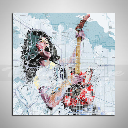 Eddie van Halen on map of Pasadena