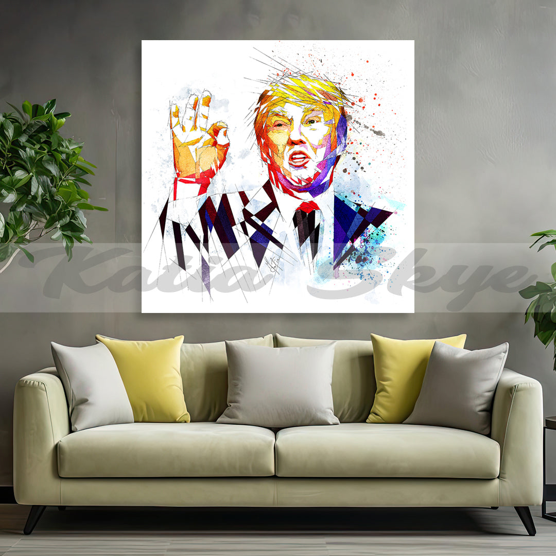 ABSTRACT CANVAS WALL ART INSPIRED BY Donald Trump // FAM-DT01