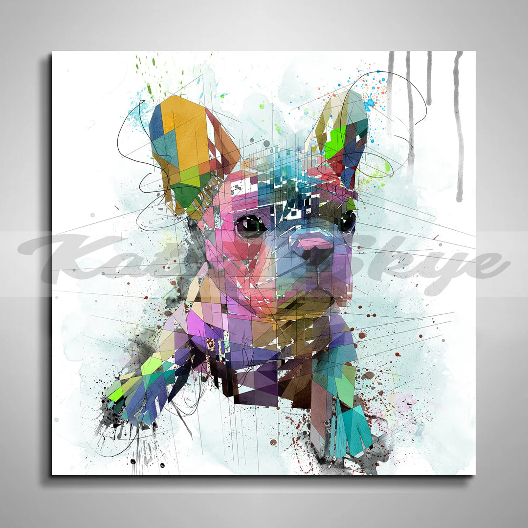 Abstract Canvas Wall Art French Bulldog Puppy Canvas Wall Art ZOO-PU01