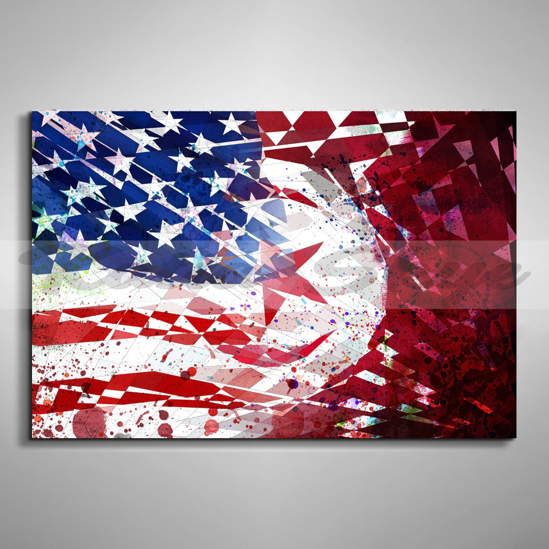 Abstract Canvas Wall Art American Tunisia Flag Canvas Print // OTH-FL01