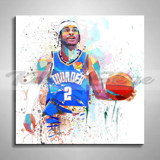 Abstract Basketball Canvas Wall Art Inspired by Gilgeous Alexander // NBA-GA01