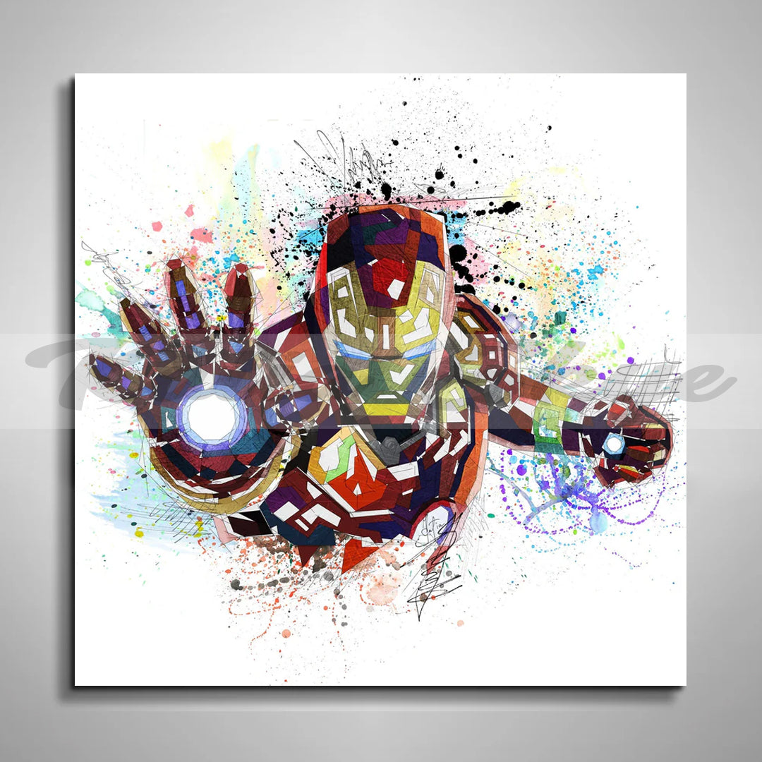 Abstract Canvas Print Iron Man Wall Art Marvel Superhero Poster, Modern Wall Hangings // MOV-IM01