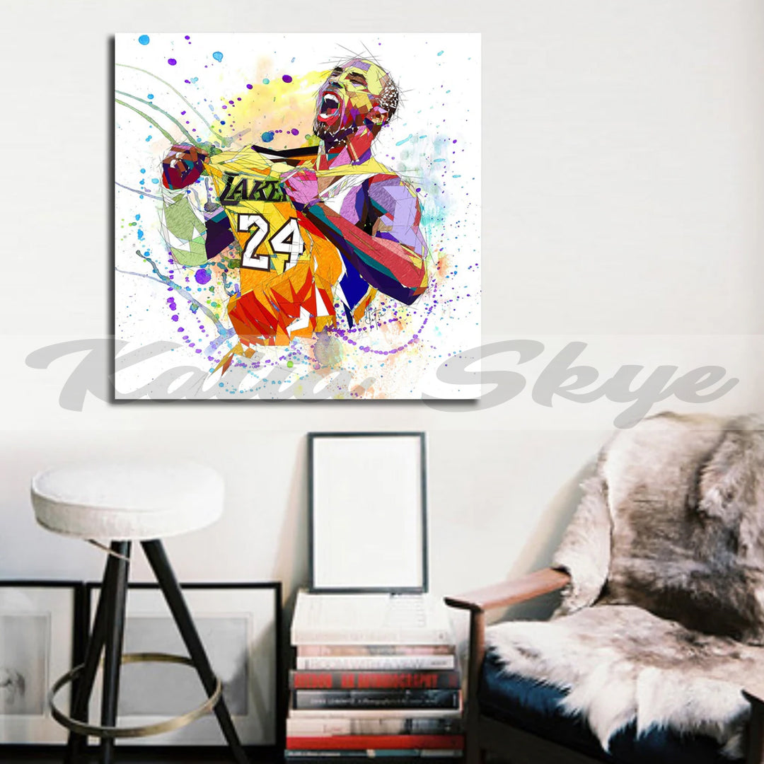 Kobe Bryant Canvas Wall Art Abstract Basketball Canvas Wall Art