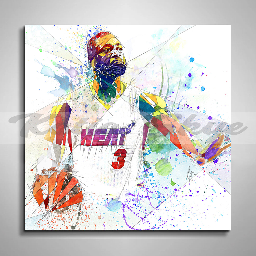 Abstract Canvas Wall Art Dwyane Wade Miami Heat Basketball Art NBA-DW01