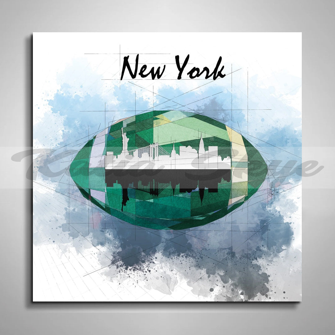 ABTRACT AMERICAN FOOTBALL TEAM ART NEW YORK JETS // NFL-FB04