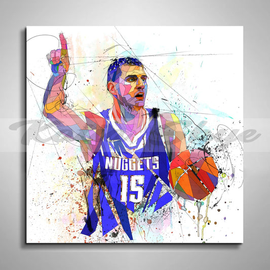 ABSTRACT Basketball Canvas Wall Art Inspired by Nikola Jokic // NBA-NJ01