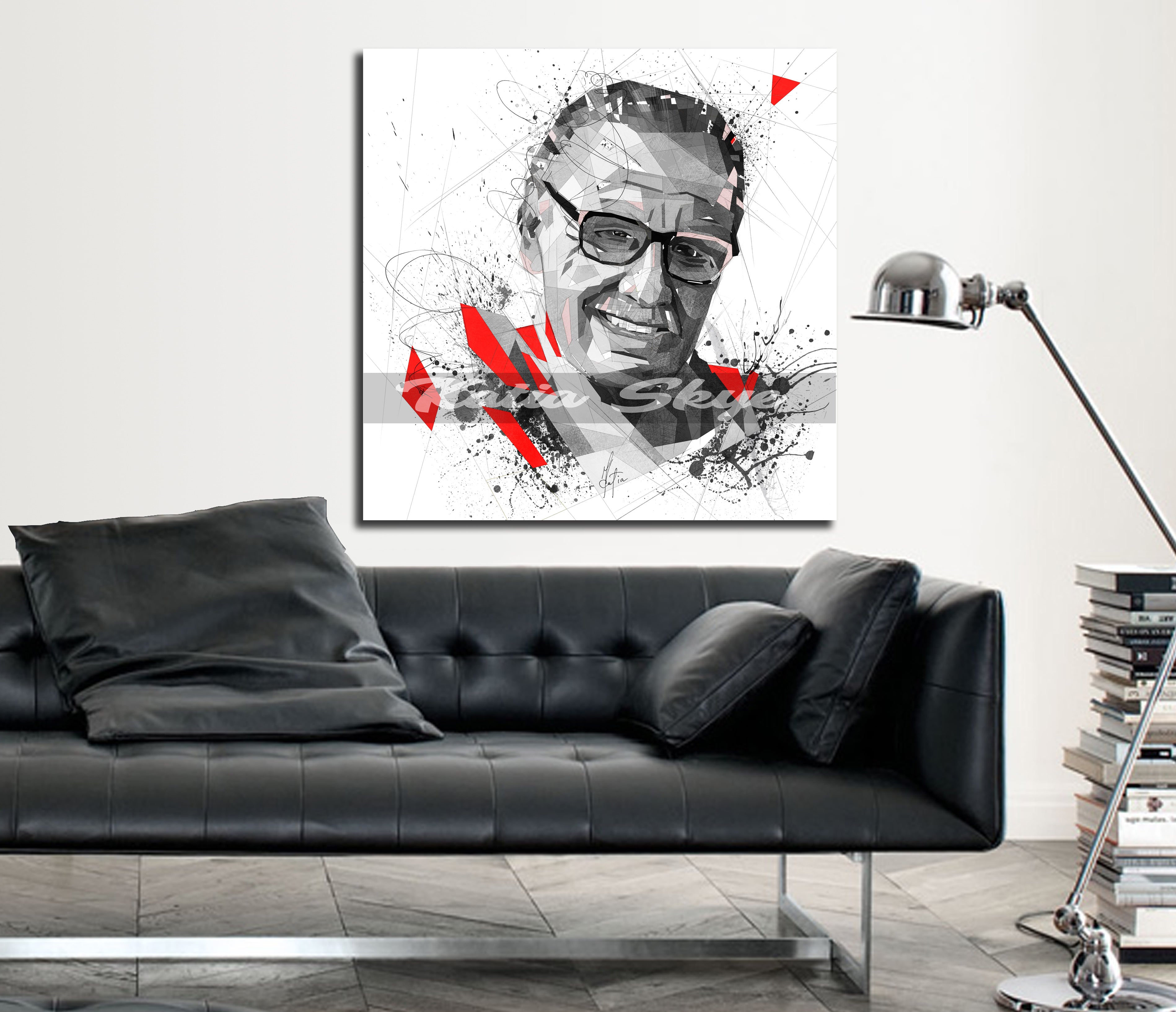 CANVAS PRINT Stan Lee Portrait Wall Art, Vibrant Contemporary Abstract Wall Art, Marvel Home Office, Man Cave Decor, Kids Room yt FAM-SL01