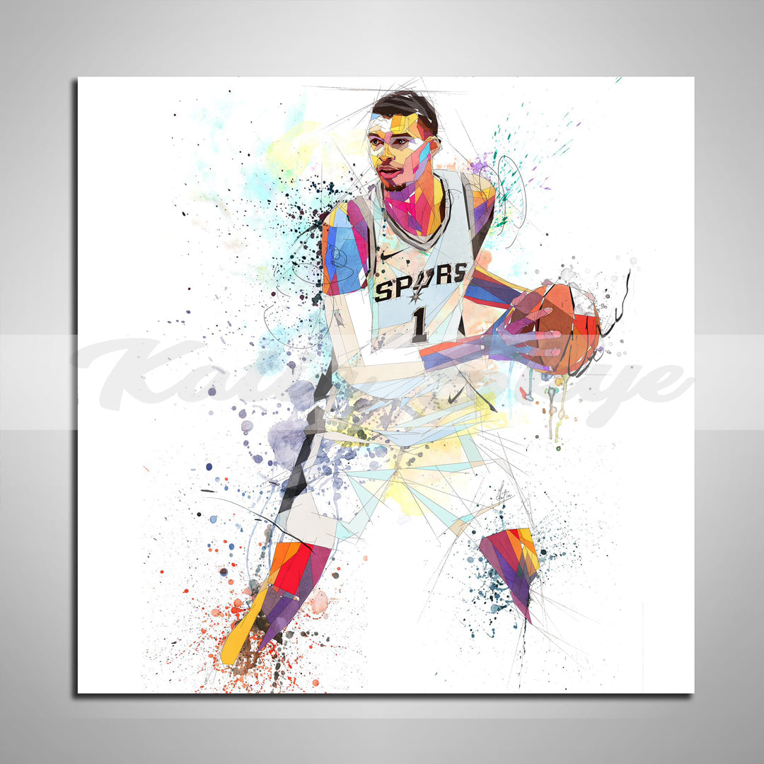 viktor wembanyama colorful drawing canvas print