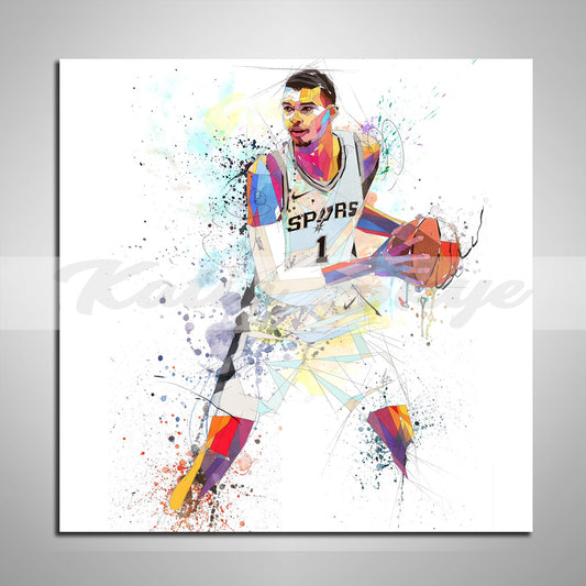 viktor wembanyama colorful drawing canvas print