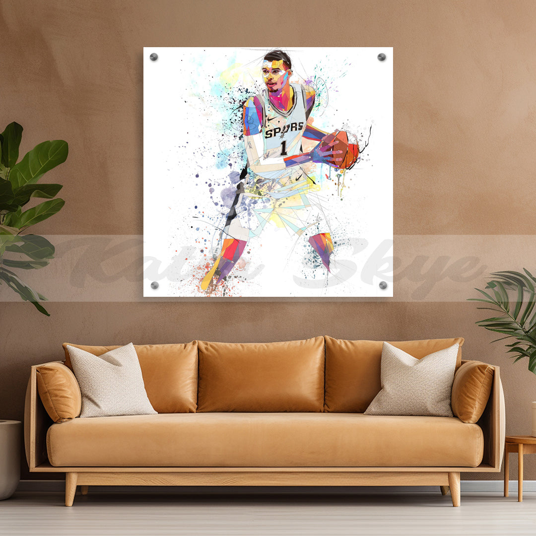 viktor wembanyama colorful drawing acrylic  print
