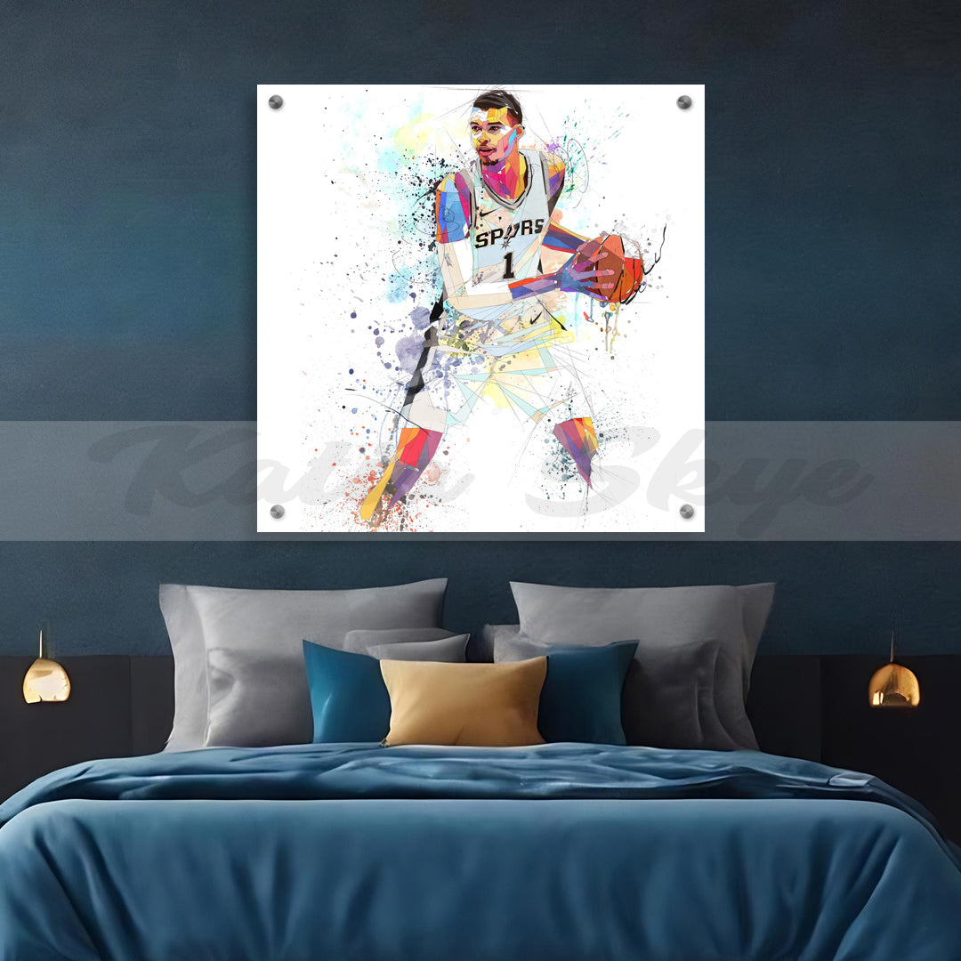 viktor wembanyama colorful drawing acrylic print