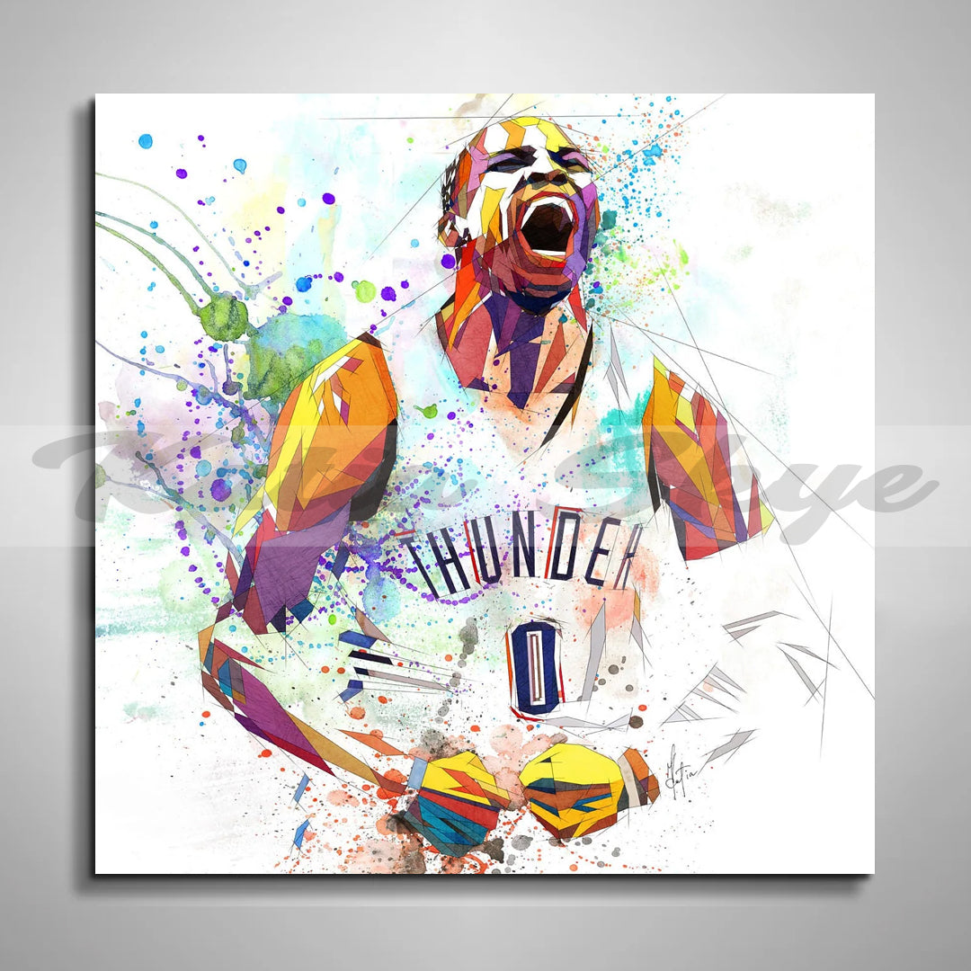 ABSTRACT CANVAS WALL ART INSPIRED BY RUSSELL WESTBROOK // NBA-RW01
