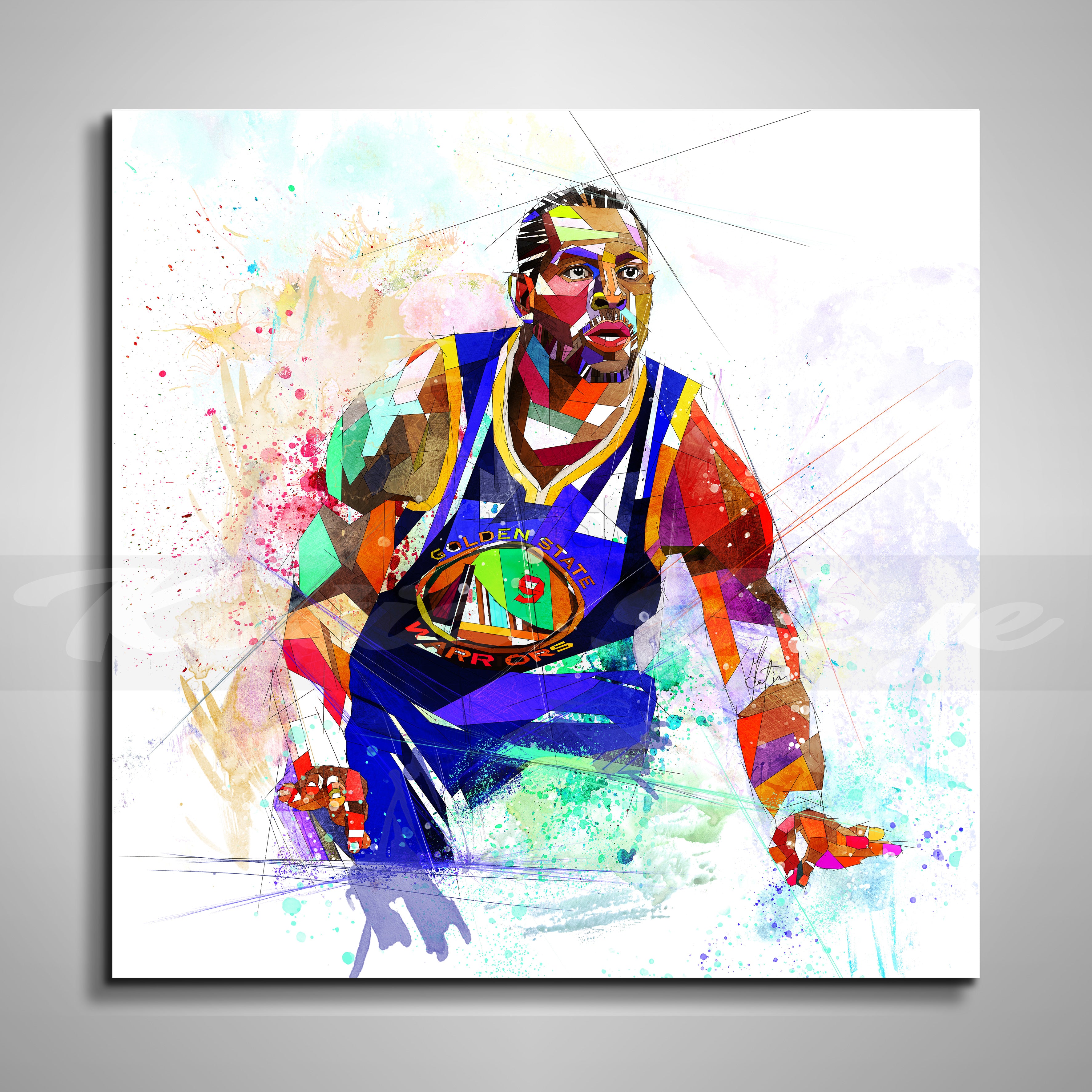 ABSTRACT BASKETBALL WALL ART INSPIRED BY ANDRE IGOUDALA IN ACTION // NBA-AI11