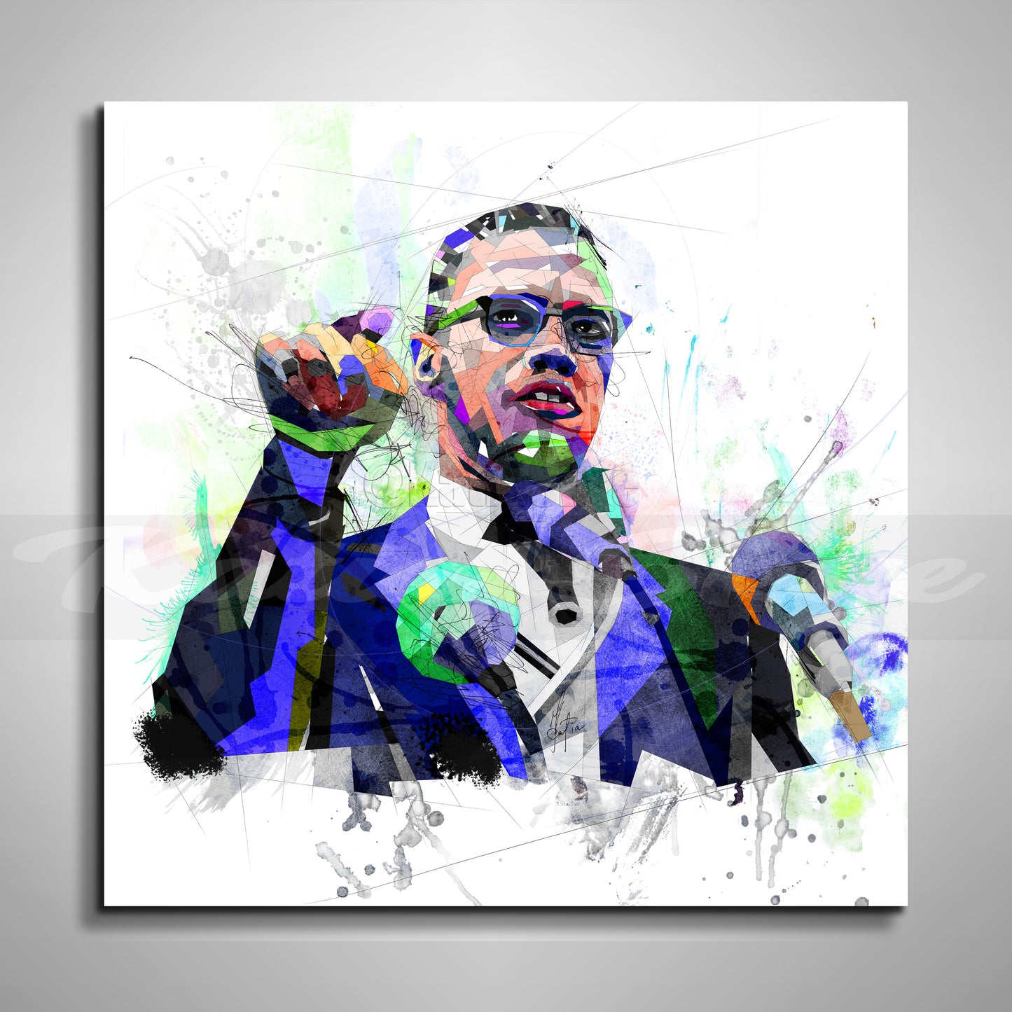 Abstract Canvas Print Malcolm X, Man Cave Art, Black Lives Matter, Inspirational Art Contemporary Drawing Print Graphic Modern Art yt FAM-MX01