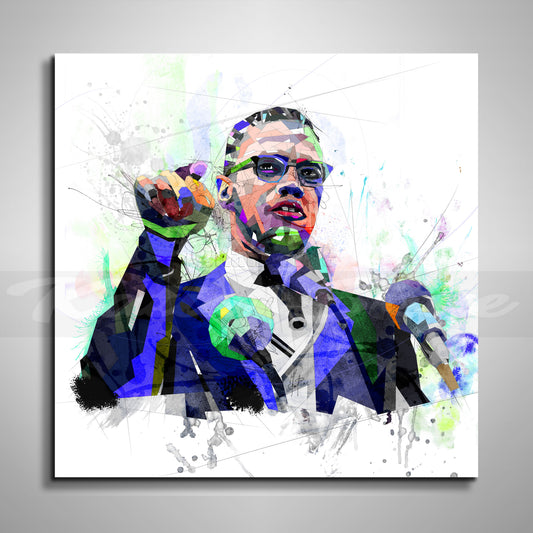 Abstract Canvas Print Malcolm X, Man Cave Art, Black Lives Matter, Inspirational Art Contemporary Drawing Print Graphic Modern Art yt FAM-MX01