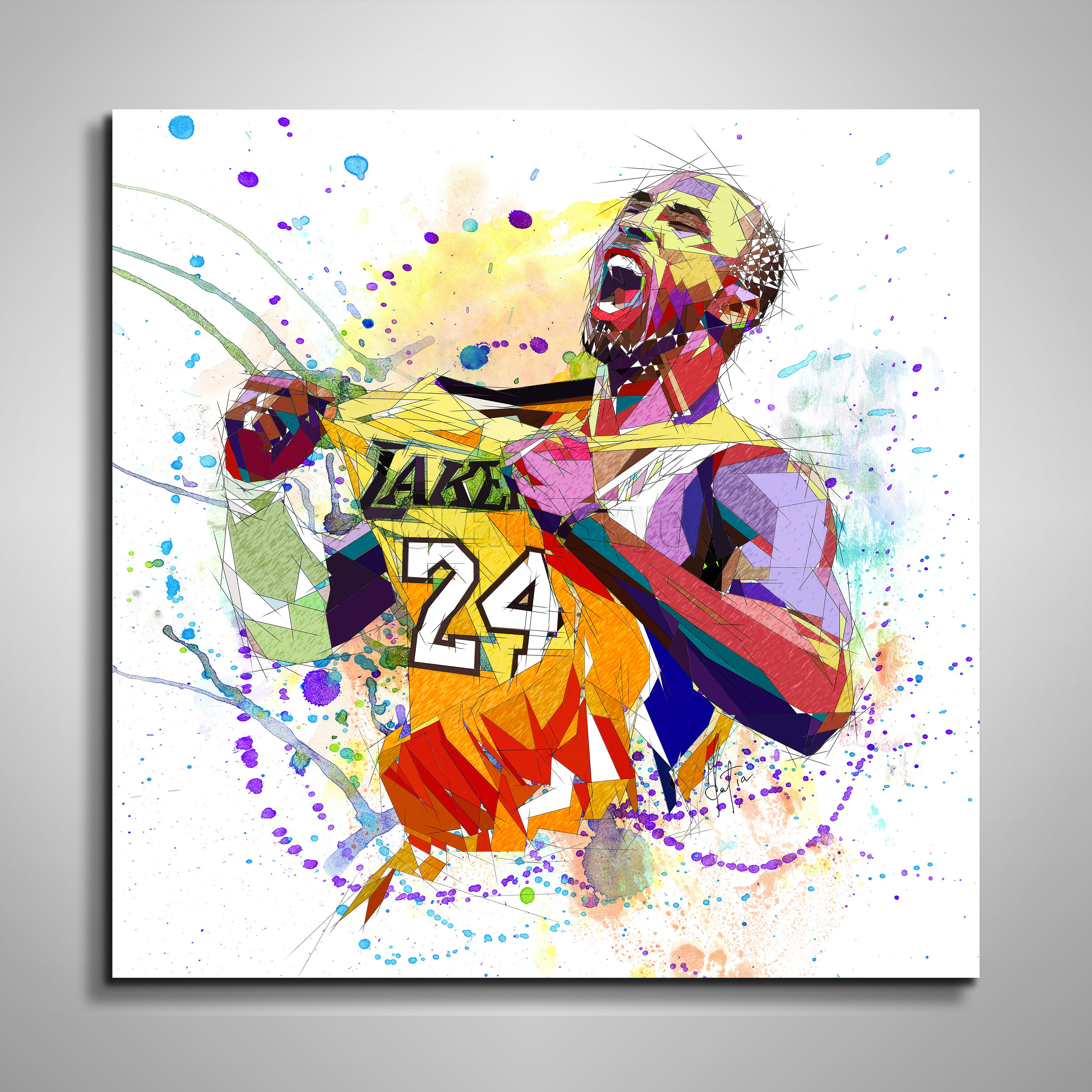 ABSTRACT BASKETBALL WALL ART INSPIRED BY KOBE BRYANT IN ACTION // NBA-KB01