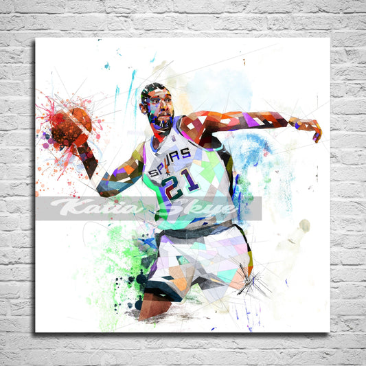 Tim Duncan Canvas Wall Art Basketball Player Canvas Print NBA Poster 