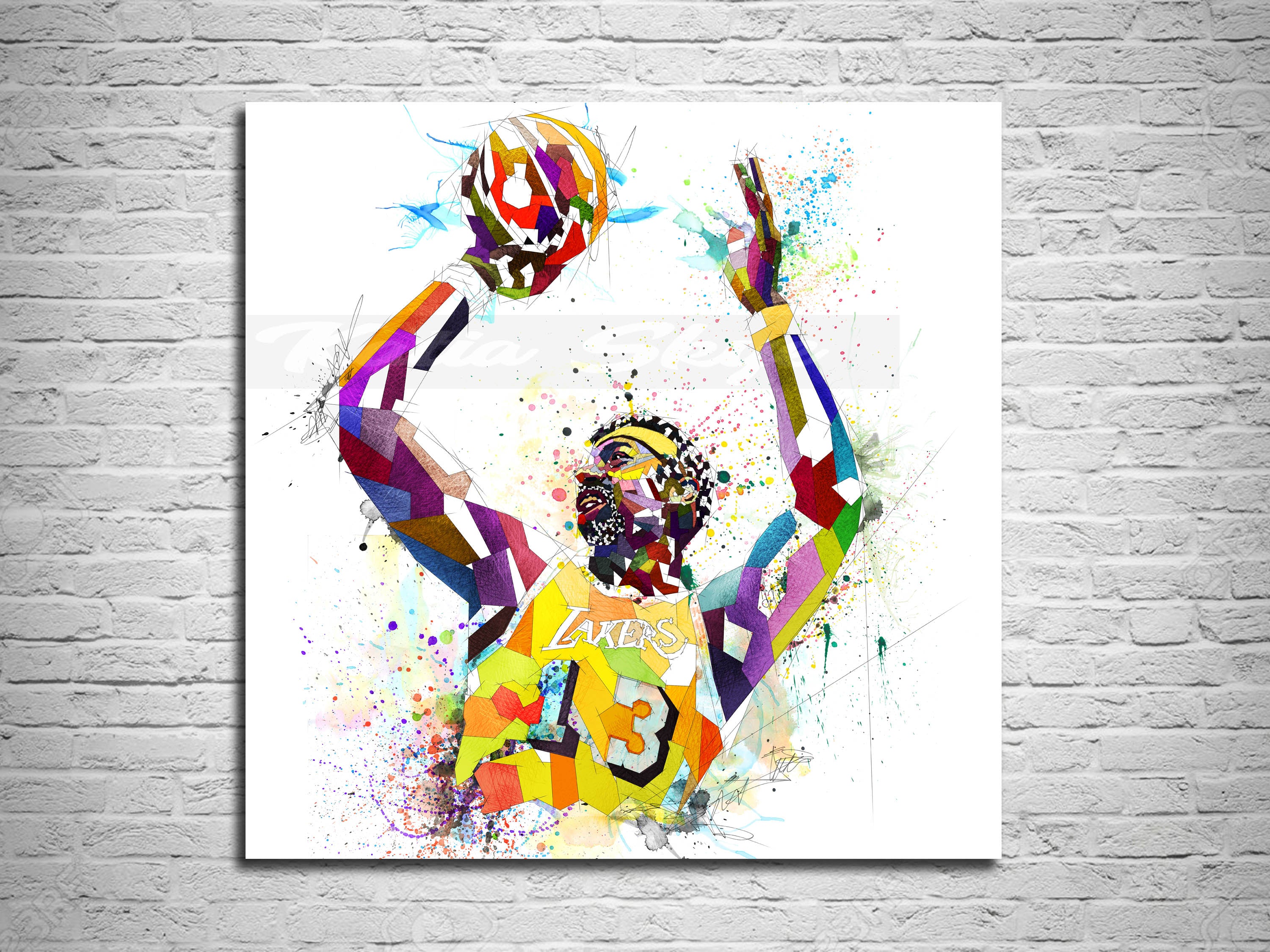 Canvas Print Wilt Chamberlain Poster, Golden State Warriors Poster Basketball Wall Art, Contemporary Abstract Drawing - NBA-WC01