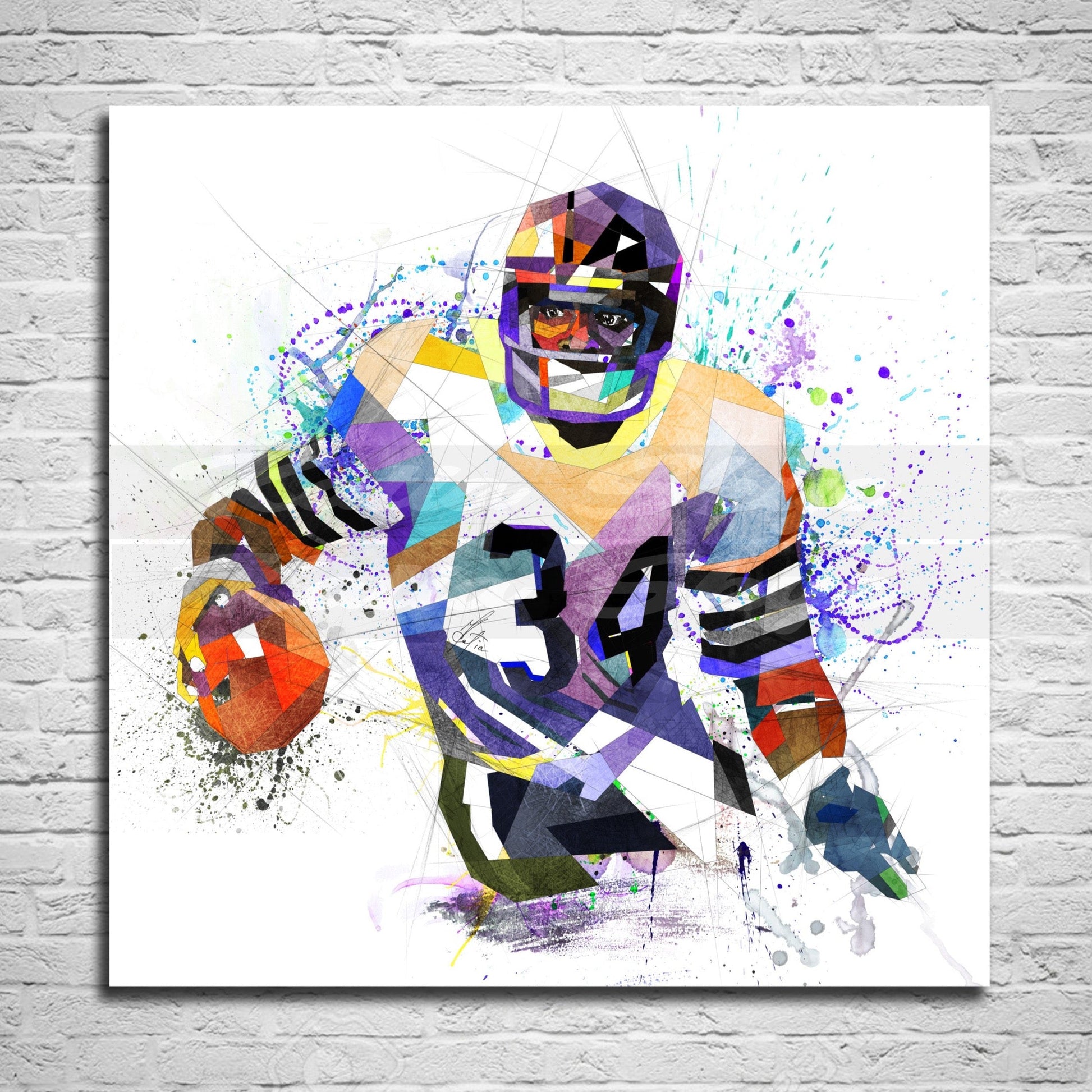Walter Payton Canvas Wall Art American Football Canvas Print Abstract 