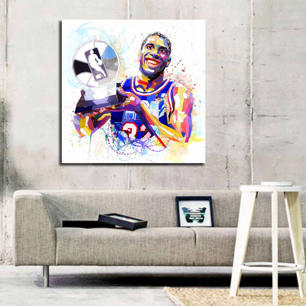 CANVAS PRINT Magic Johnson Poster Basketball Gift,  Watercolor, Contemporary Abstract Drawing