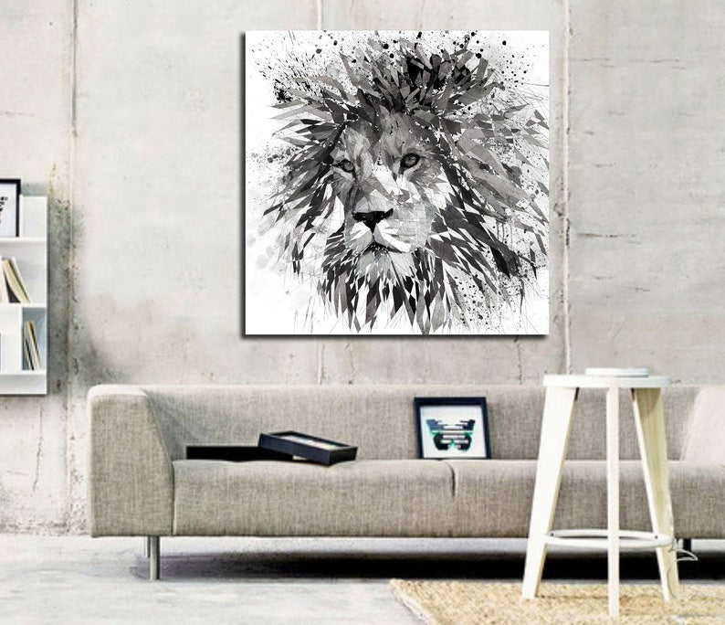 Lion Black and White canvas art