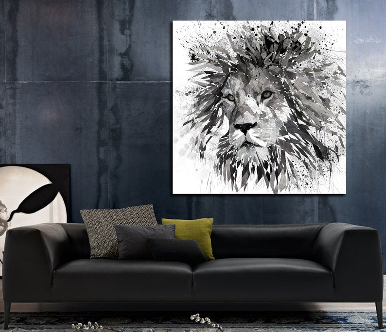 Lion Black and White art