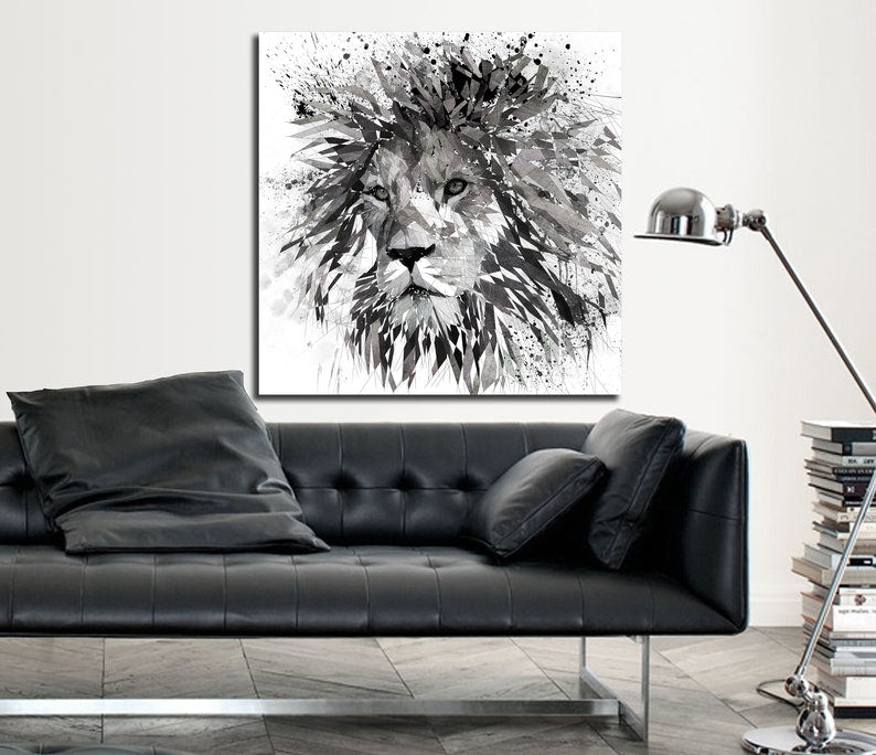 Lion Black and White wall decor