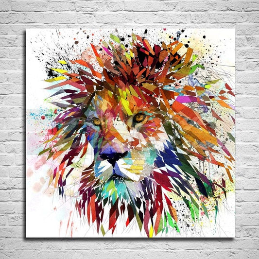Canvas Print Lion Colorful Wall Art, Home Office Wall Decor, Kids Room Wall Art ZOO-LI01