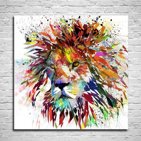 Canvas Print Lion Colorful Wall Art, Home Office Wall Decor, Kids Room Wall Art ZOO-LI01