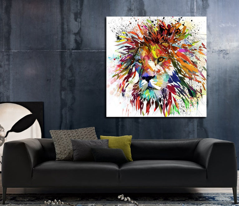 Canvas Print Lion Colorful Wall Art, Home Office Wall Decor, Kids Room Wall Art ZOO-LI01