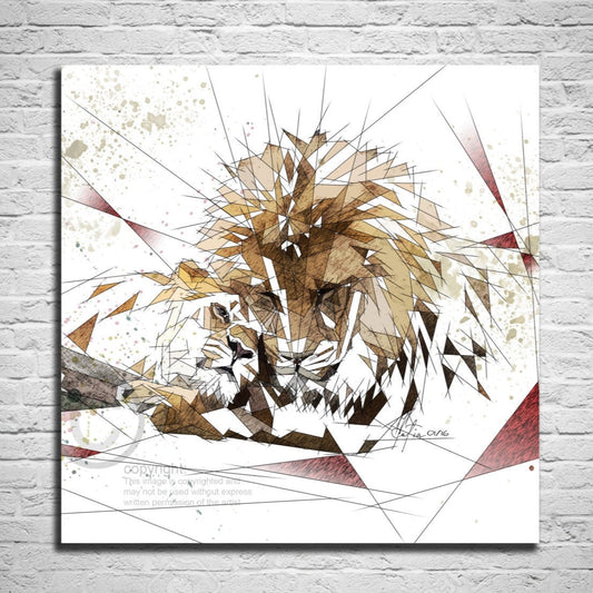 CANVAS PRINT Wild Love Lions Art Print , Contemporary Abstract Drawing, Animals Modern Art ZOO-LL01