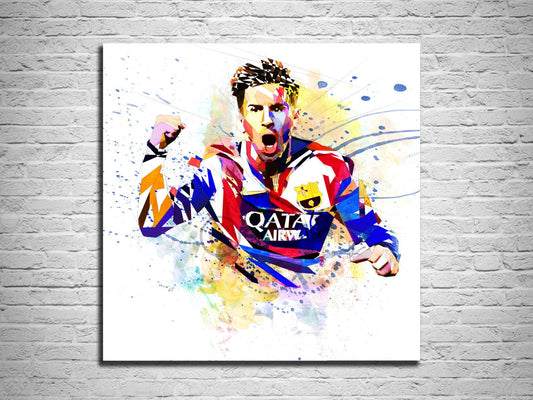CANVAS PRINT Soccer Gift, Soccer Poster, Lionel Messi Poster, Boys Teen Room Decor, Man Cave Wall Art, Soccer Player Sports Fan Art SOC-LM01