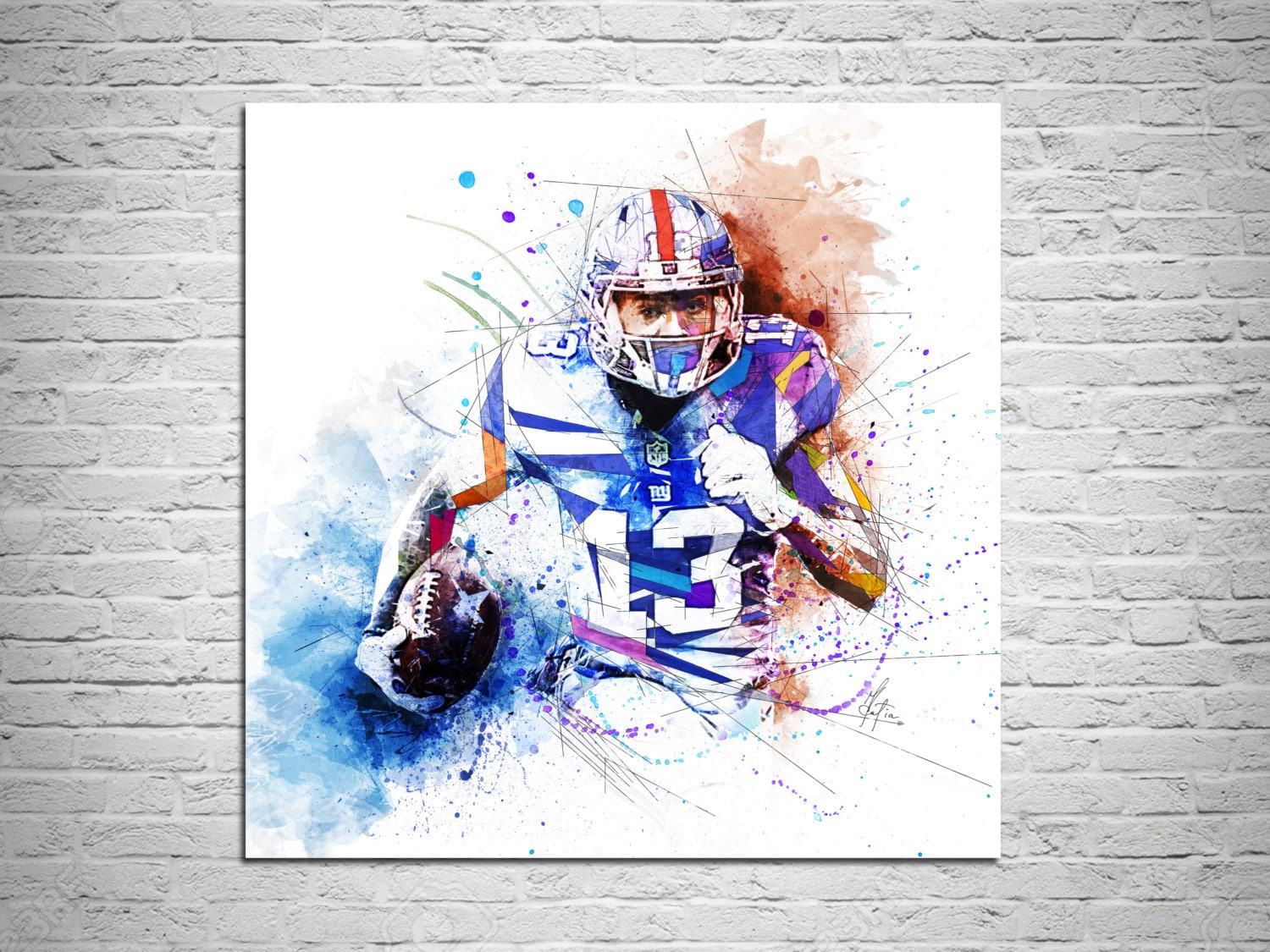 CANVAS PRINT Odell Beckham Jr Football Art Print, Sports Decor Art, Sports Illustration Poster, Contemporary Drawing NFL-OB01