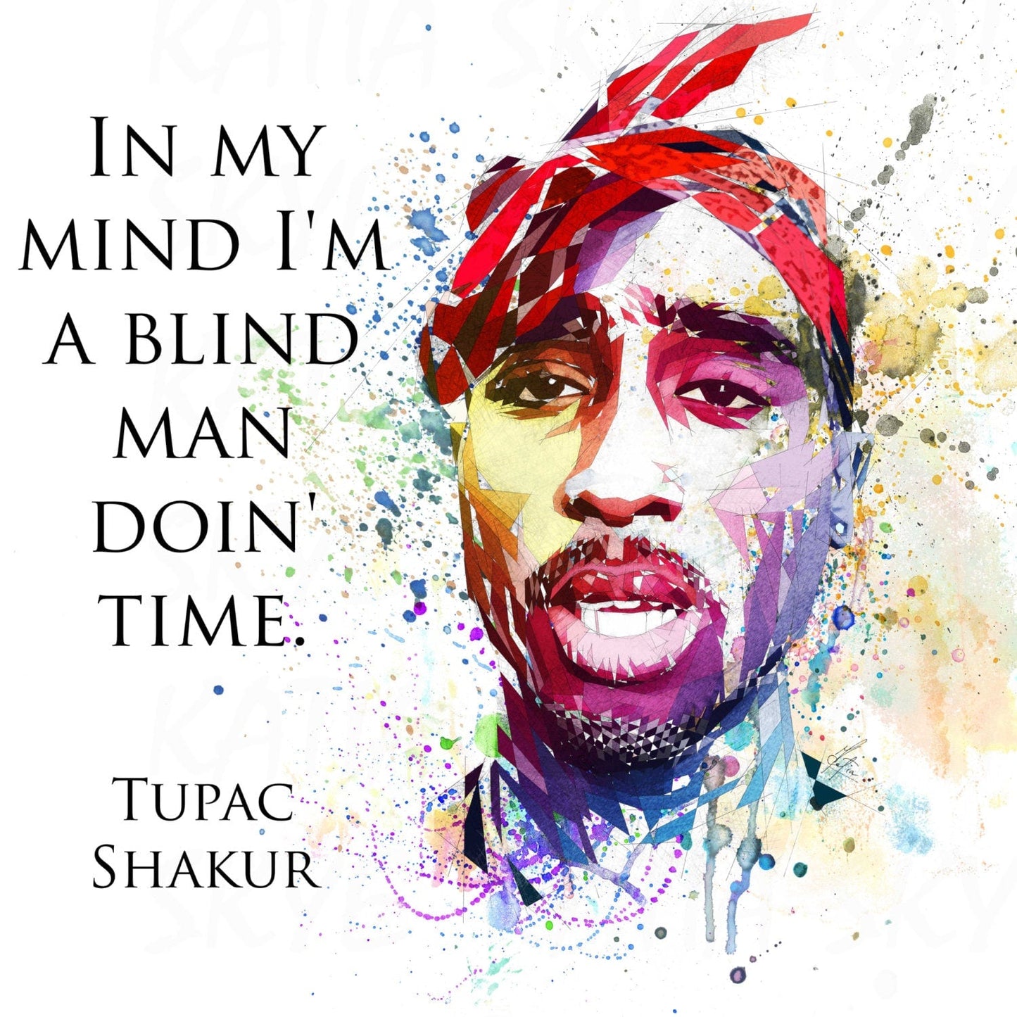 CANVAS PRINT Tupac Shakur Quote Print, Man Cave Decor, Teen Room Art, Contemporary Abstract Drawing MUS-TS01