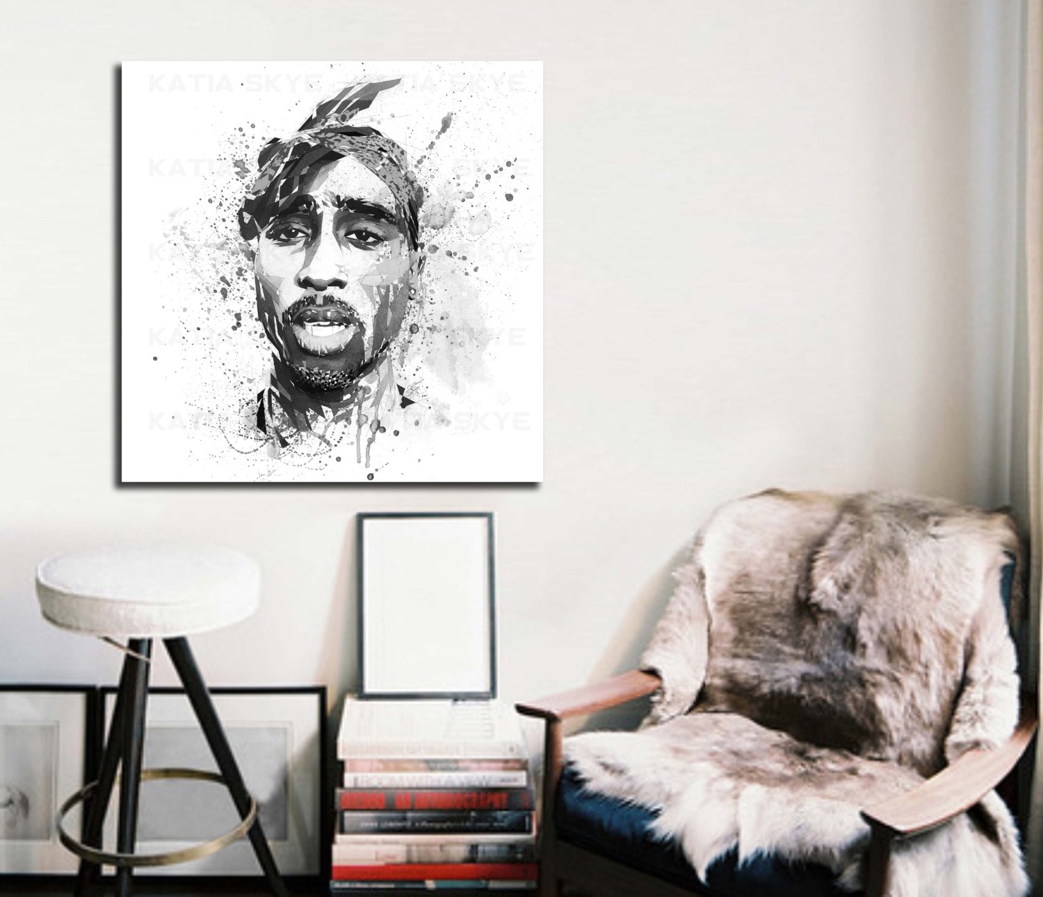 Limited Edition CANVAS PRINT Tupac Art Black and White Tupac Poster, Canvas Art Print, Man Cave Decor, Teen Room Art MUS-TS01 bw