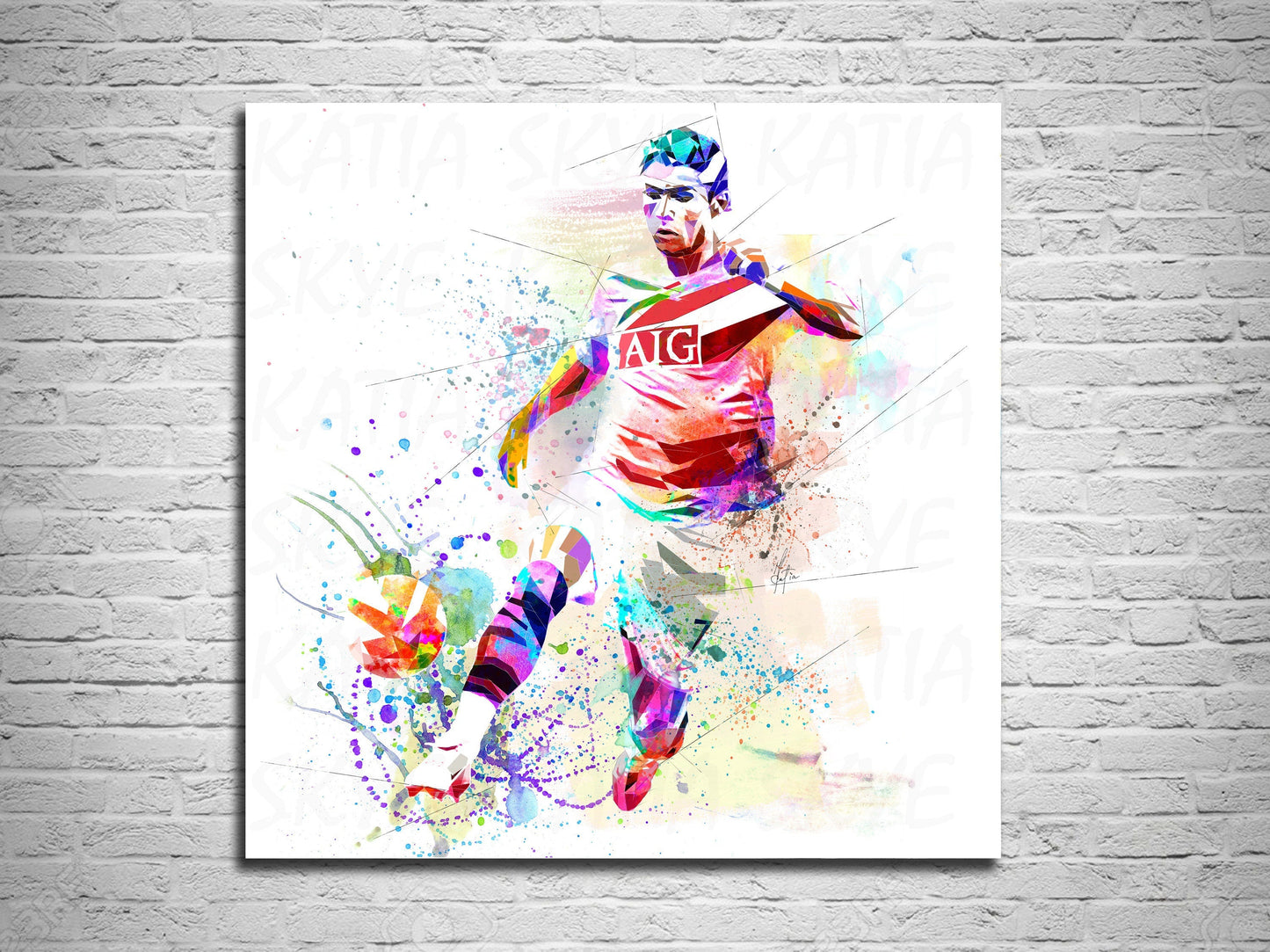 CANVAS PRINT Soccer Art, Cristiano Ronaldo Soccer Player Poster, Sports Man Cave Decor, Boys Teen Room Art SOC-CR01