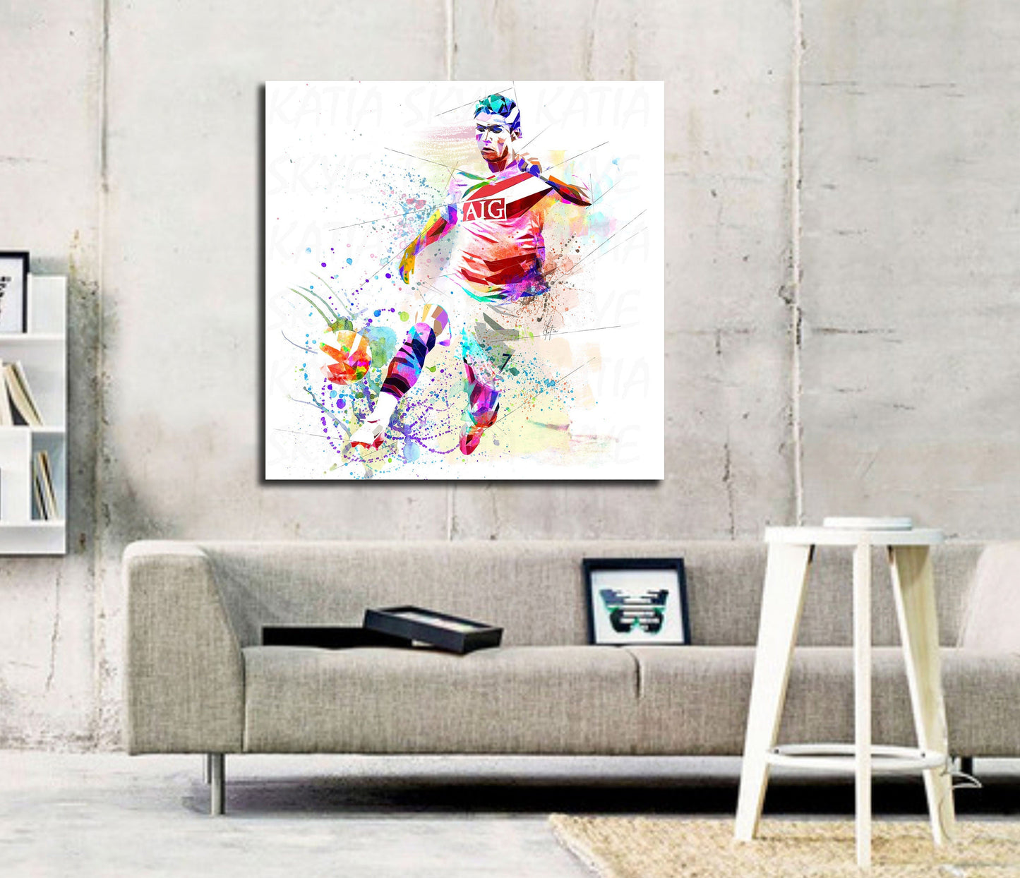 CANVAS PRINT Soccer Art, Cristiano Ronaldo Soccer Player Poster, Sports Man Cave Decor, Boys Teen Room Art SOC-CR01