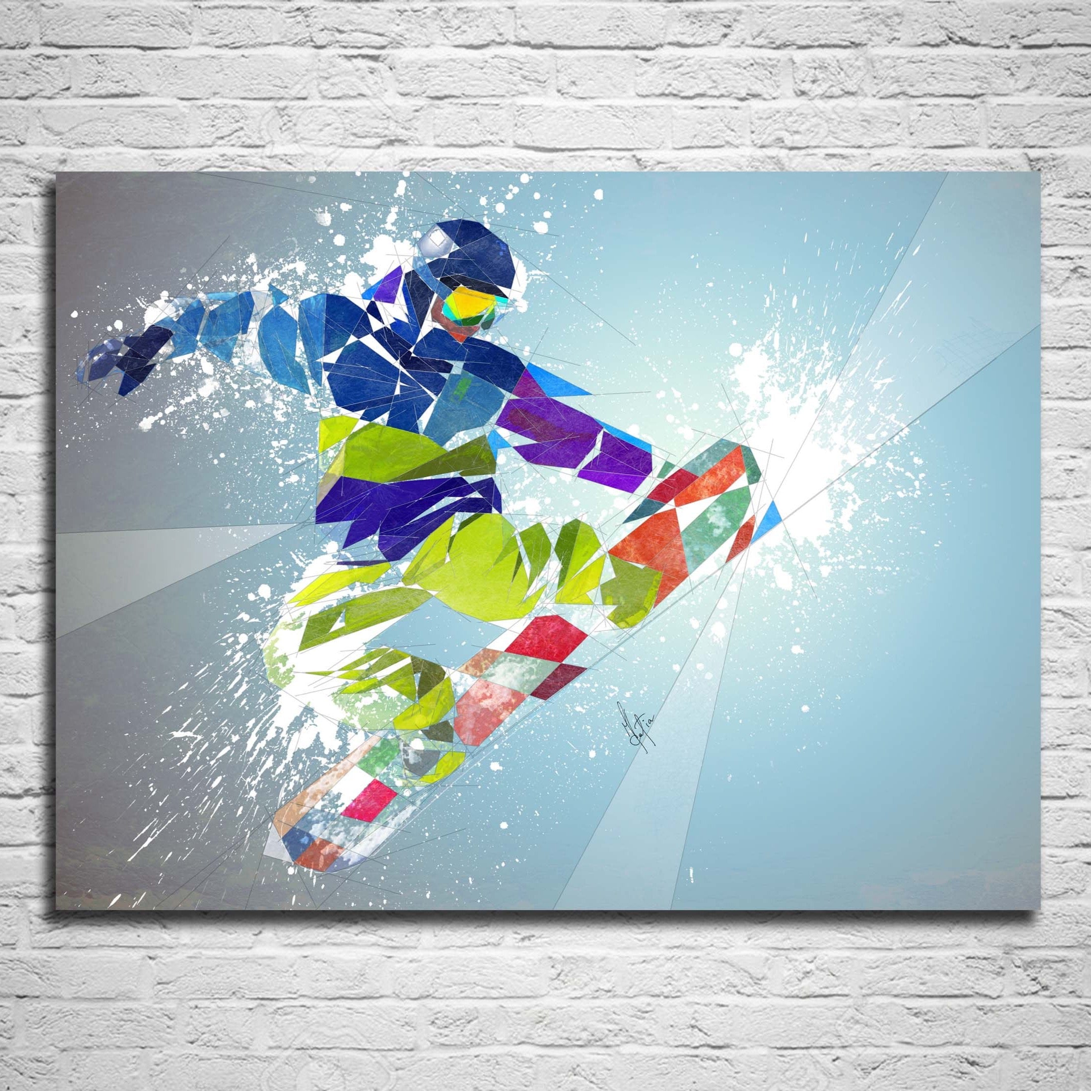CANVAS PRINT Snowboarding Abstract Art, Sports Illustration Art, Sports Decor, Abstract Man Cave Art, Contemporary Drawing WNT-SB01