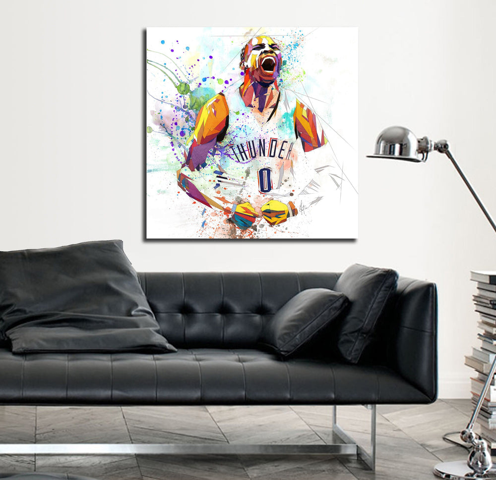 CANVAS PRINT Russel Westbrook Basketball Poster, Sports fan gift, Basketball Print, Man Cave Wall Art Decor, Boys Room Wall Decor NBA-RW01