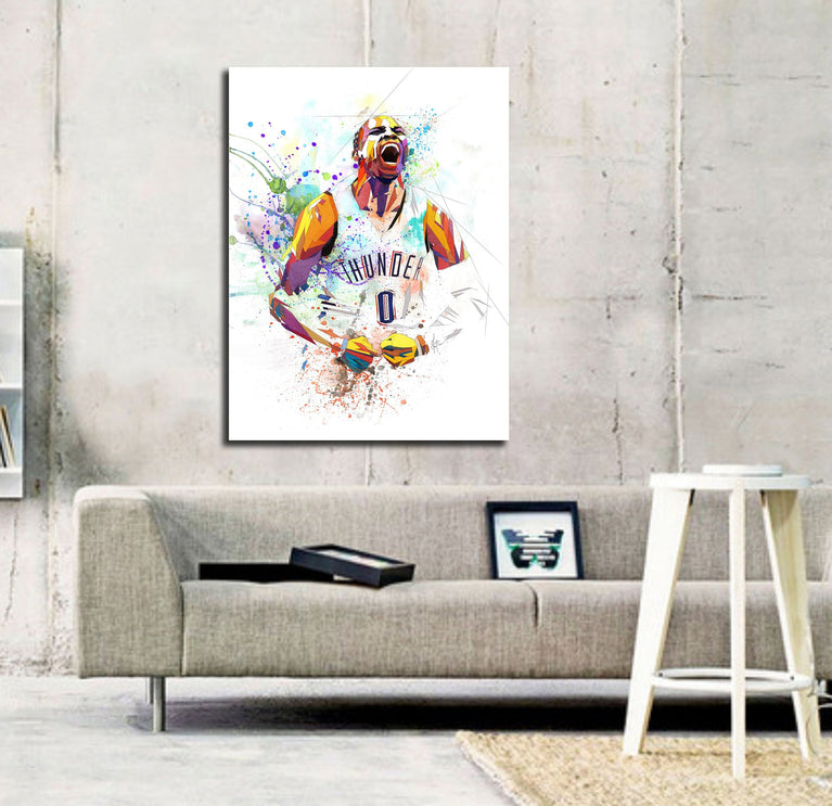 CANVAS PRINT Russel Westbrook Basketball Poster, Sports fan gift, Basketball Print, Man Cave Wall Art Decor, Boys Room Wall Decor NBA-RW01
