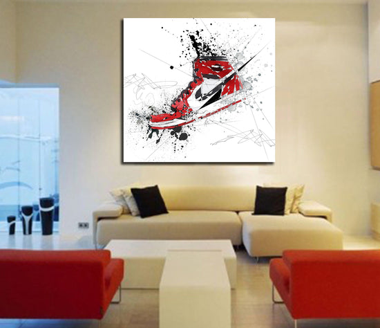 Air Jordans Red Contemporary Abstract wall decor