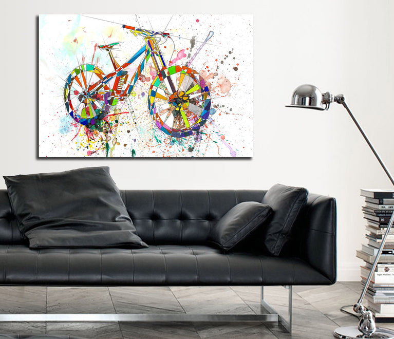 CANVAS PRINT Mountain Bike Art, Sports wall art, Bicycle Poster art, Boy room decor, Artwork for home, Mancave decor OTH-BC01