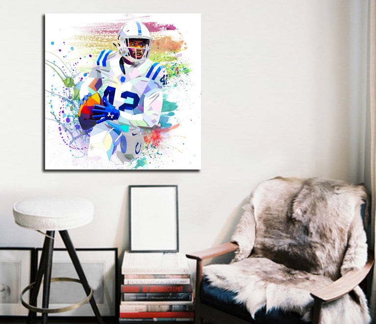 CANVAS PRINT Kenny Moore Football Art, Football Gift, Football Player Poster, Man Cave art, Contemporary Drawing st NFL-KM02